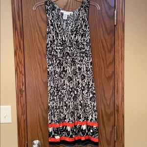 Women’s black and cream print tank dress, M
